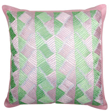 Load image into Gallery viewer, Phulkari Pink & Mint Green Decorative Throw Pillow Cover 16x16