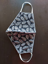 Load image into Gallery viewer, Embroidered Leaves Black and Grey Cotton Face Mask