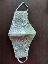 Load image into Gallery viewer, Light Green with White Lace Border Cotton Face Mask