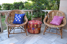 Load image into Gallery viewer, Phulkari Blue &  Ivory Throw Pillow Cover 16x16
