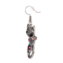 Load image into Gallery viewer, Cat Dangle Boho Earrings - Silver Beaded