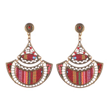 Load image into Gallery viewer, Bohemian Beaded Multicolor Woven Fabric Earrings