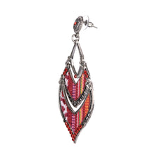 Load image into Gallery viewer, Red Boho Beaded Fabric Inlaid Earrings