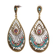 Load image into Gallery viewer, Indian Silver/Golden Dangle Beaded Earrings