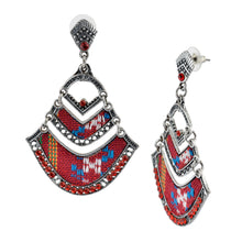 Load image into Gallery viewer, Bohemian Beaded Woven Fabric Red Fashion Earrings