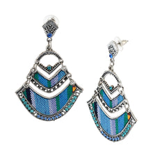 Load image into Gallery viewer, Bohemian Beaded Woven Fabric Blue Fashion Earrings