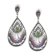 Load image into Gallery viewer, Indian Silver/Golden Dangle Beaded Earrings