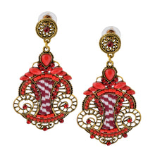Load image into Gallery viewer, Bohemian Beaded Woven Fabric Red Fashion Earrings