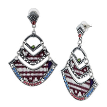 Load image into Gallery viewer, Bohemian Beaded Woven Fabric Maroon Earrings