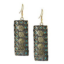 Load image into Gallery viewer, Golden Mosaic Indian Dangle Earrings