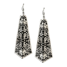 Load image into Gallery viewer, Long Silver Engraved Dangle Earrings