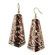 Load image into Gallery viewer, Curved Pentagon Engraved Boho Dangle Earrings