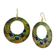 Load image into Gallery viewer, Boho Hoop Peacock Feather Earrings