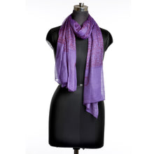 Load image into Gallery viewer, Varanasi Om Block Print Purple Scarf