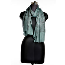 Load image into Gallery viewer, Varanasi Om Block Print Teal Scarf