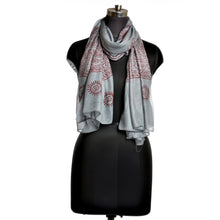 Load image into Gallery viewer, Varanasi Om Block Print Light Blue Scarf