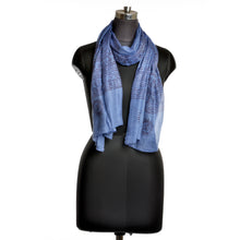 Load image into Gallery viewer, Varanasi Om Block Print Blue Scarf