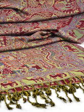 Load image into Gallery viewer, Elephant & Camel Print Maroon/Green Scarf