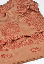Load image into Gallery viewer, Varanasi Om Block Print Orange Scarf
