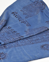Load image into Gallery viewer, Varanasi Om Block Print Blue Scarf
