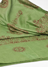 Load image into Gallery viewer, Varanasi Om Block Print Green Scarf