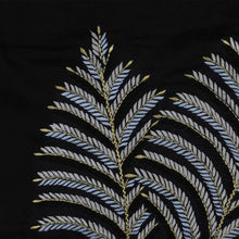 Load image into Gallery viewer, Black Embroidered Leaf Decorative Throw Pillow Cover 16x16