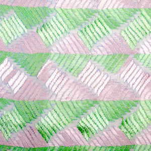 Phulkari Pink & Mint Green Decorative Throw Pillow Cover 16x16