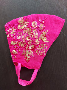 Fuchsia Pink Sequined Breathable Cotton Face Mask