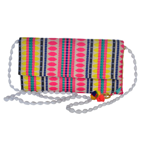 The Mohali Clutch purse - Pink/Yellow