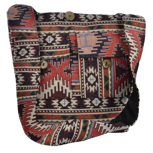 The Kajri Boho Style Messenger Bag - Red/White