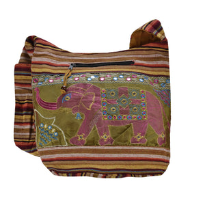 The Boho Style Hathi Messenger Bag - Green/Pink