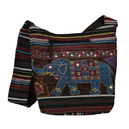 The Boho Style Hathi Messenger Bag - Brown/Blue