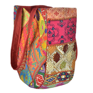 The Kali Shoulder Handbag - Red Embroidered