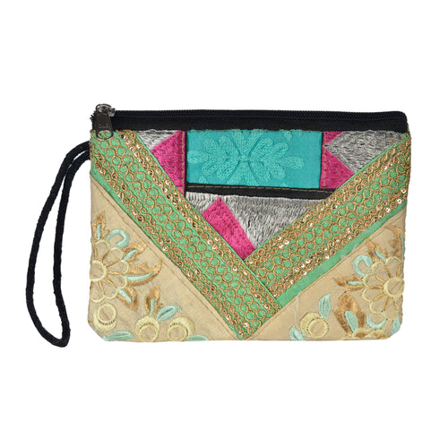 The Pari Wristlet - Mint/Cream