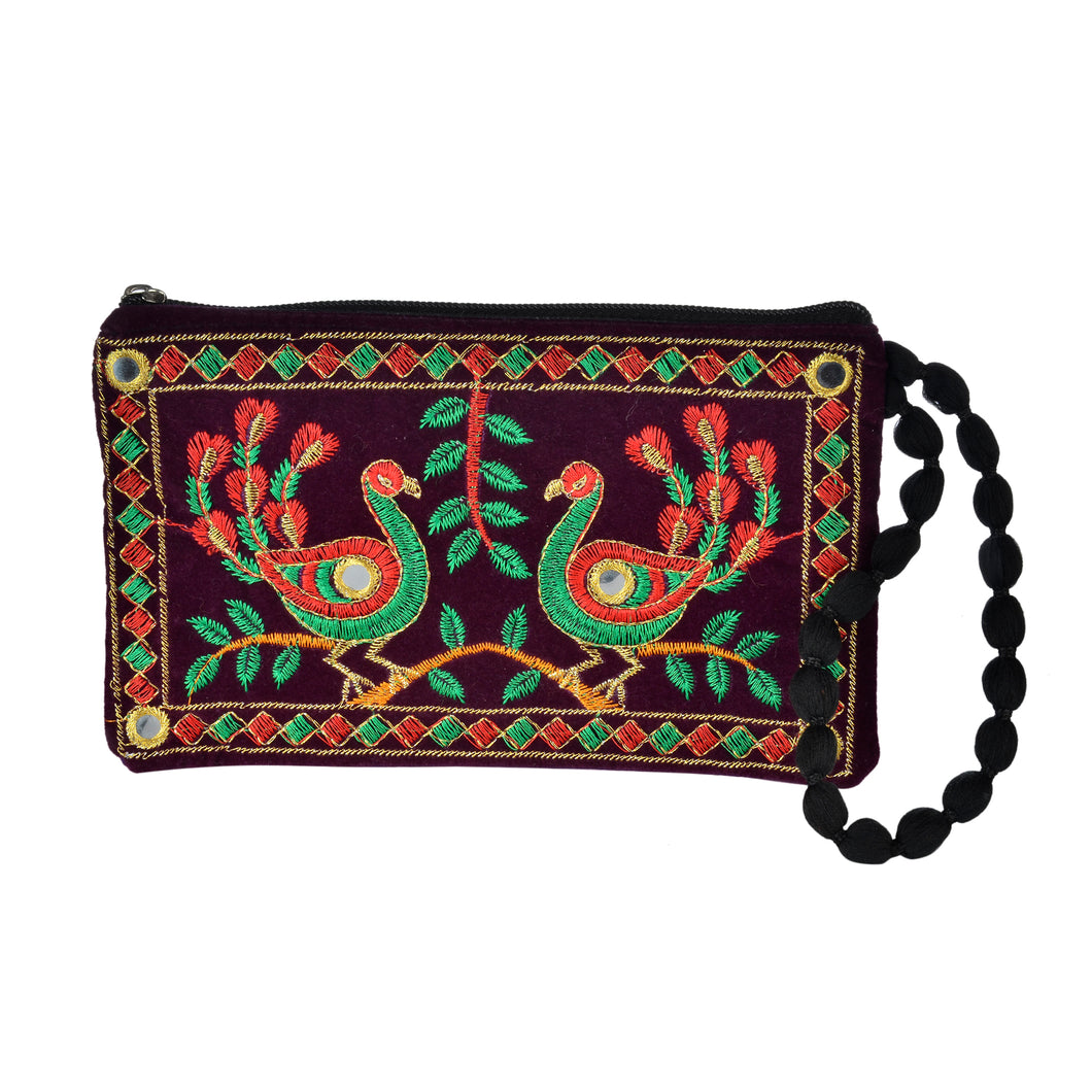 The Jhumka Wristlet - Green/Red Peacock