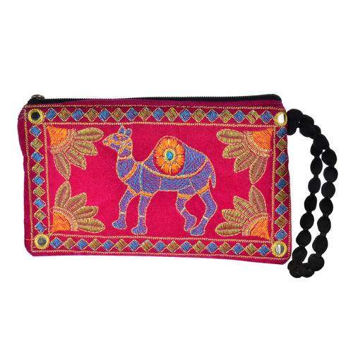 The Jhumka wristlet - Red/Purple Camel