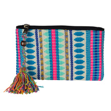 Load image into Gallery viewer, The Bhaloo Clutch Boho Purse - Blue/White/Pink