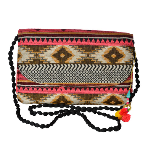 The Sheera Clutch Purse - Coral/Brown