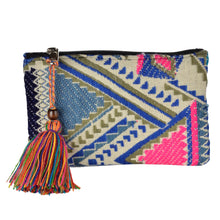 Load image into Gallery viewer, The Bhaloo Clutch boho purse - Blue/Pink