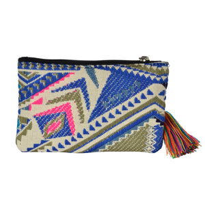 The Bhaloo Clutch boho purse - Blue/Pink