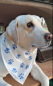 White Handmade Block Printed Dog Bandana | 20% goes to stray dogs in India