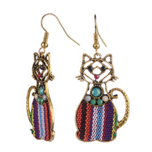 Load image into Gallery viewer, Cat gold Dangle Boho Earrings