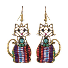 Load image into Gallery viewer, Cat gold Dangle Boho Earrings