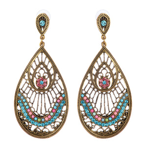 Indian Silver/Golden Dangle Beaded Earrings
