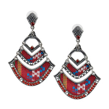 Load image into Gallery viewer, Bohemian Beaded Woven Fabric Red Fashion Earrings
