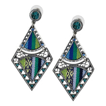 Load image into Gallery viewer, Bohemian Beaded Woven Fabric Blue Earrings