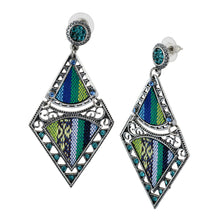Load image into Gallery viewer, Bohemian Beaded Woven Fabric Blue Earrings