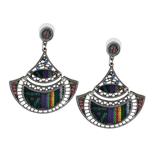 Bohemian Beaded Multicolor Woven Fabric Earrings