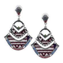 Load image into Gallery viewer, Bohemian Beaded Woven Fabric Maroon Earrings