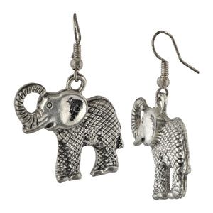 Silvery Elephant Dangle Boho Earrings